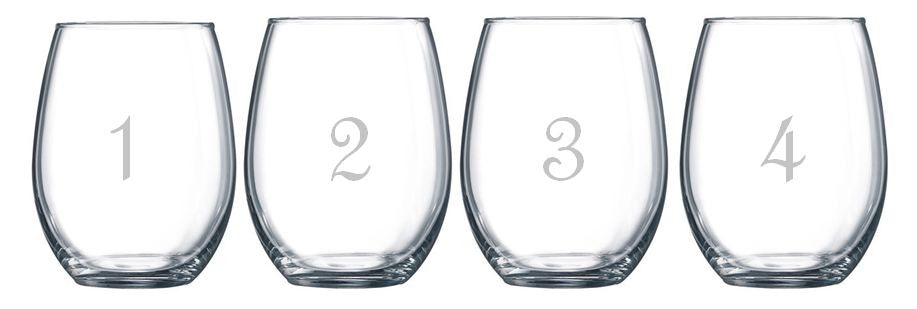 stemless numbered wine glasses