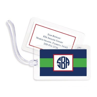 boatman geller rugby navy & kelly bag tags