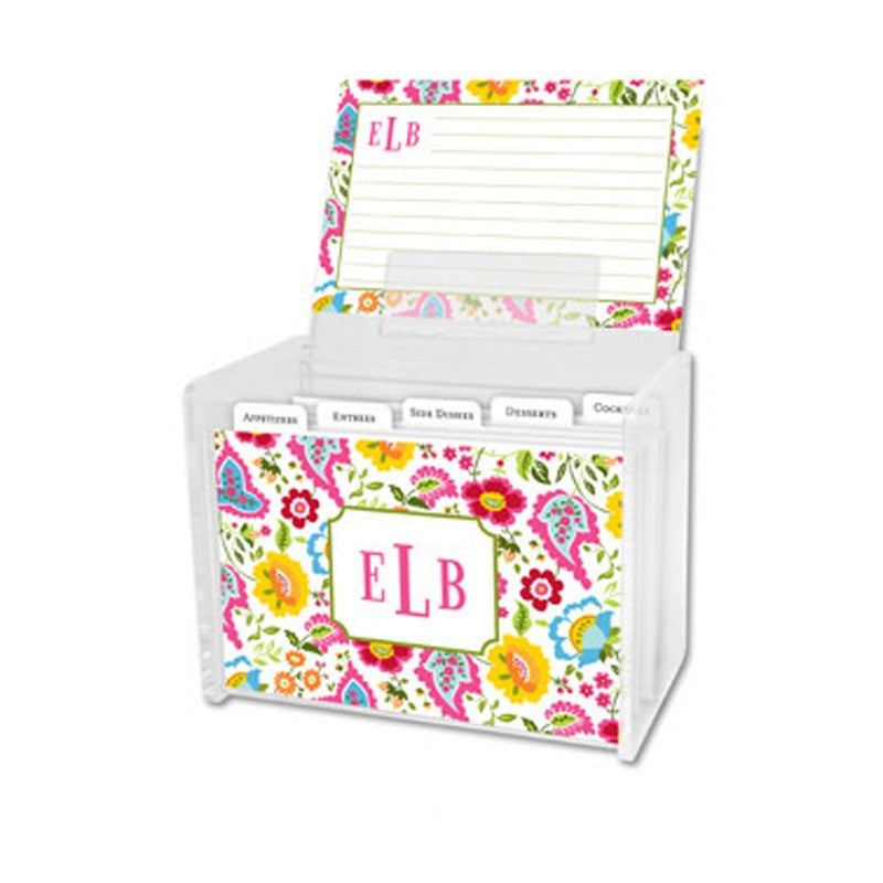 boatman geller bright floral recipe box