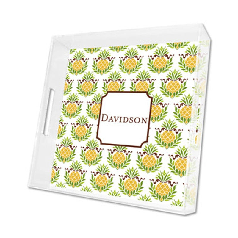 pineapple repeat lucite tray - square
