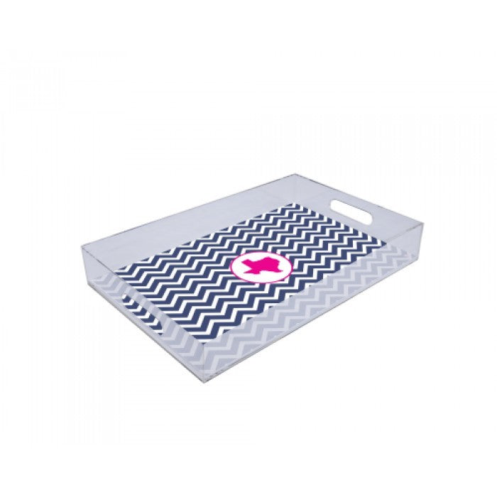 chevron texas lucite tray