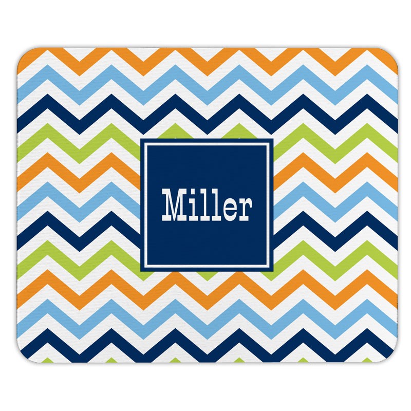 boatman geller chevron blue, orange & lime mouse pad
