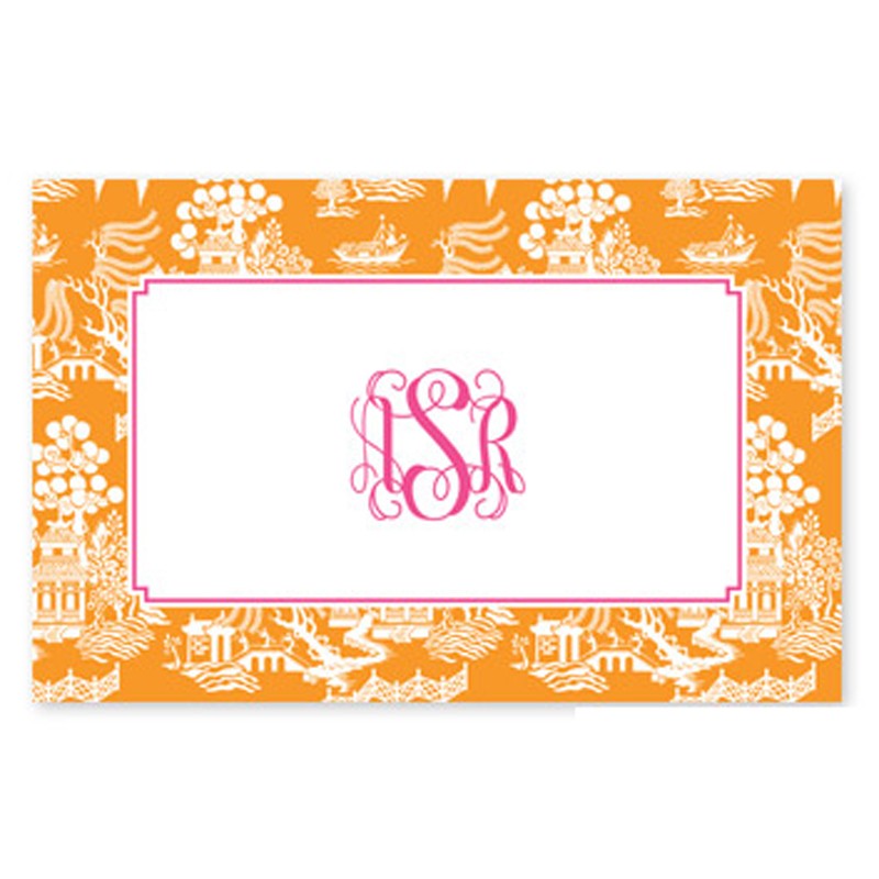 boatman geller chinoiserie tangerine disposable placemats