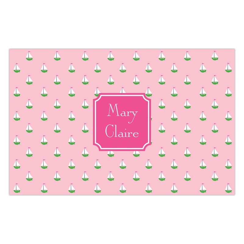 boatman geller little sailboat pink placemat