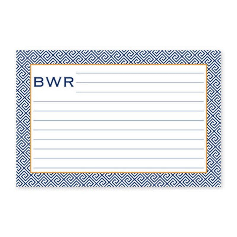 boatman geller greek key navy recipe card
