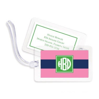 boatman geller rugby navy & pink bag tags