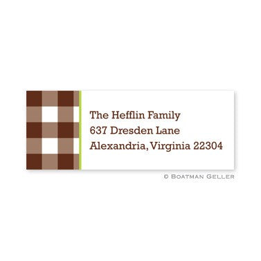 boatman geller classic check chocolate address labels