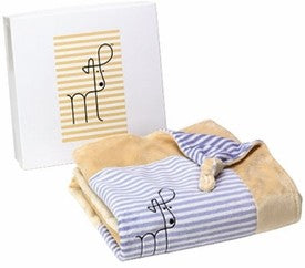 blue and yellow striped baby blanket