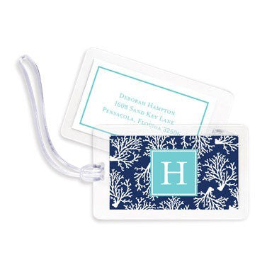 boatman geller coral repeat navy bag tags