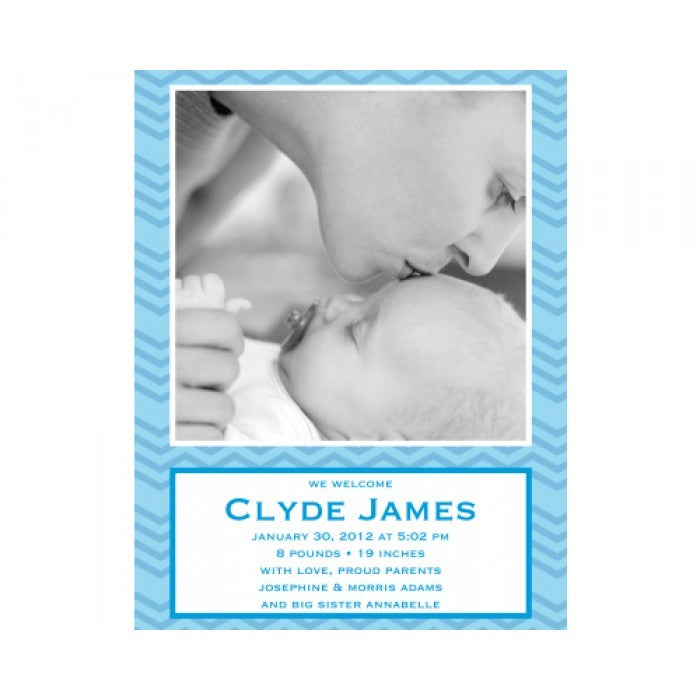 flat print baby announcement - baby waves blue