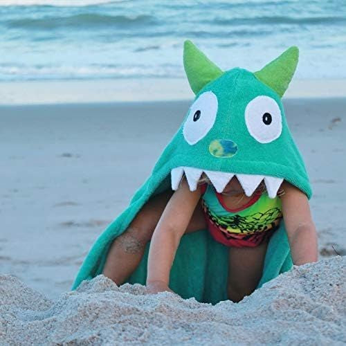 turquoise monster hooded towel