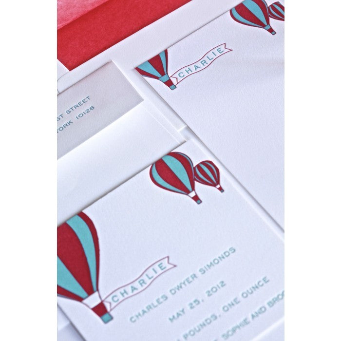 charlie ballons baby stationery