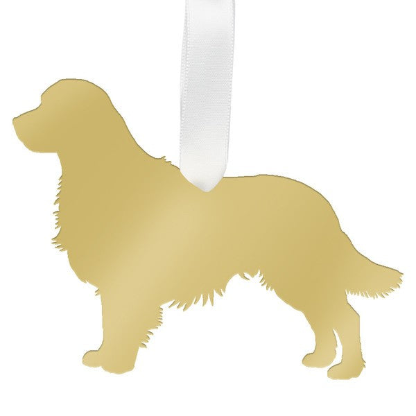 moon and lola golden retriever christmas ornament - gold