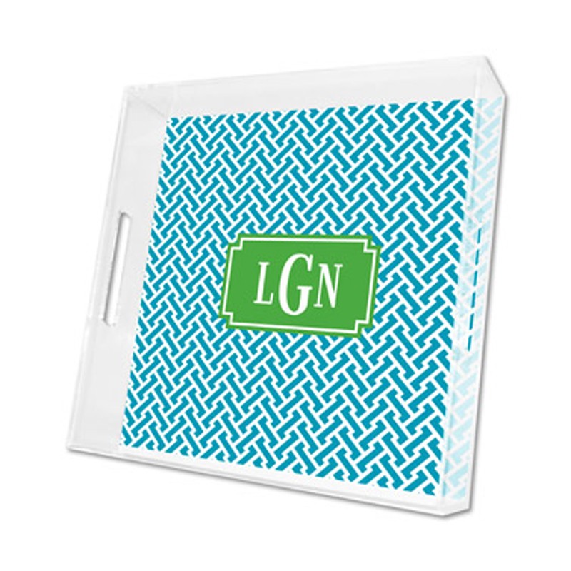 stella turquoise lucite tray - square