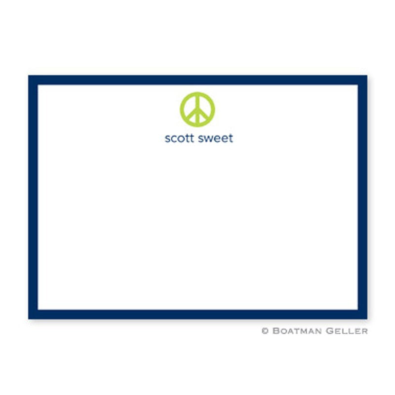 boatman geller peace sign green flat notecard