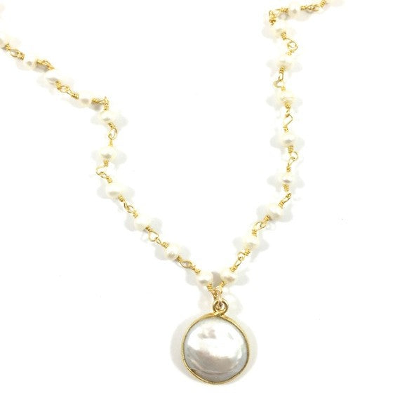 Coin Pearl Heather Choker Necklace