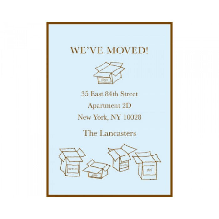 packing boxes moving card
