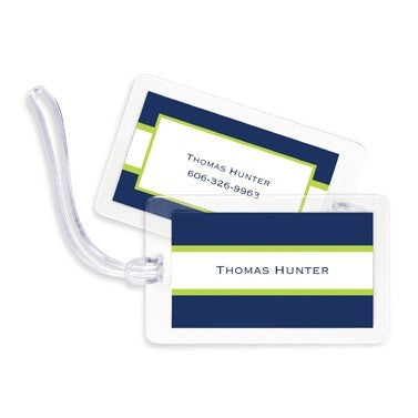 boatman geller stripe navy & lime bag tags