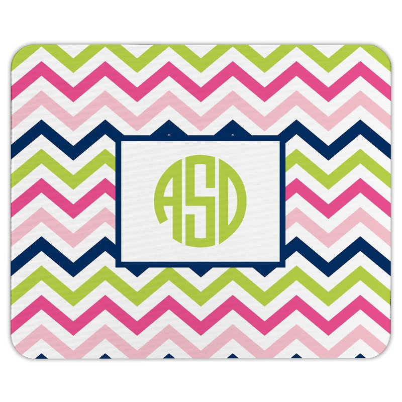 boatman geller chevron pink, navy & lime mouse pad
