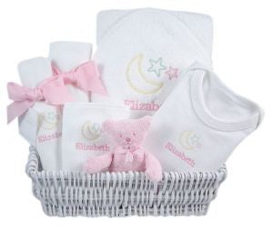 luxury baby gift basket - lullaby pink