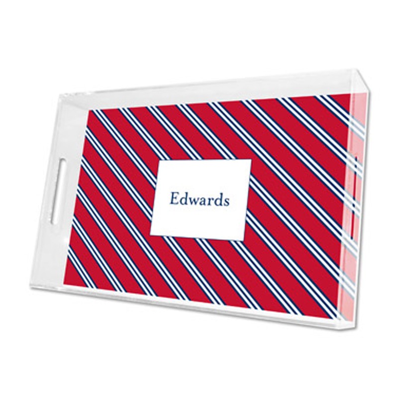 repp tie red & navy lucite tray - large