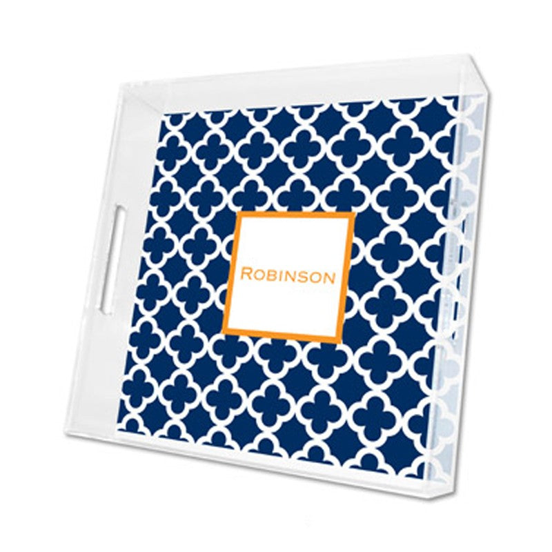 bristol tile navy lucite tray - square