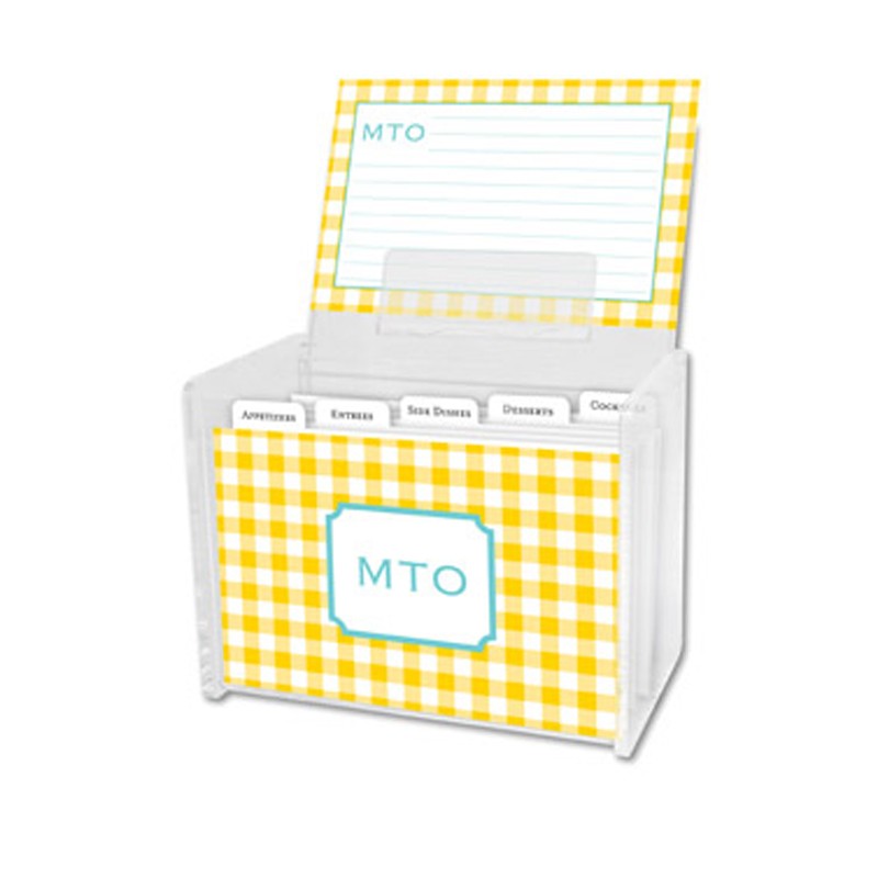 boatman geller classic check sunflower recipe box