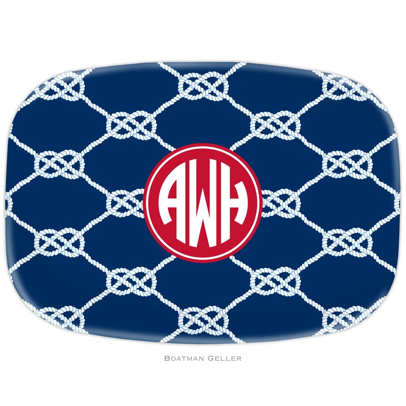 boatman geller nautical knot navy platter