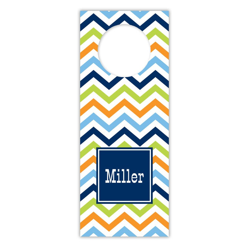 boatman geller chevron blue, orange & lime wine tags
