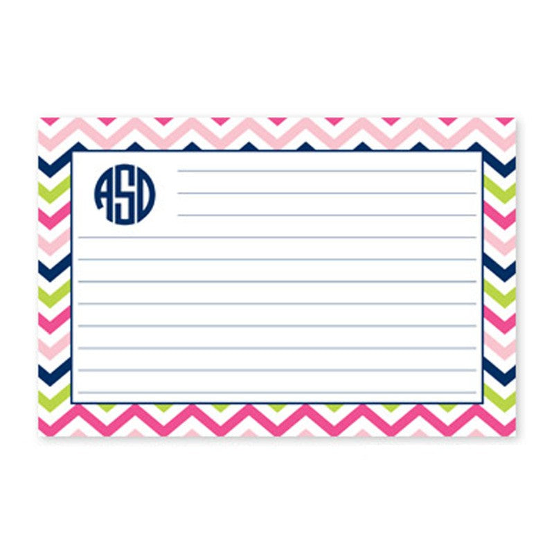 boatman geller chevron pink, navy & lime recipe card