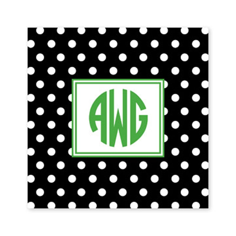polka dot black square paper coaster set of 50