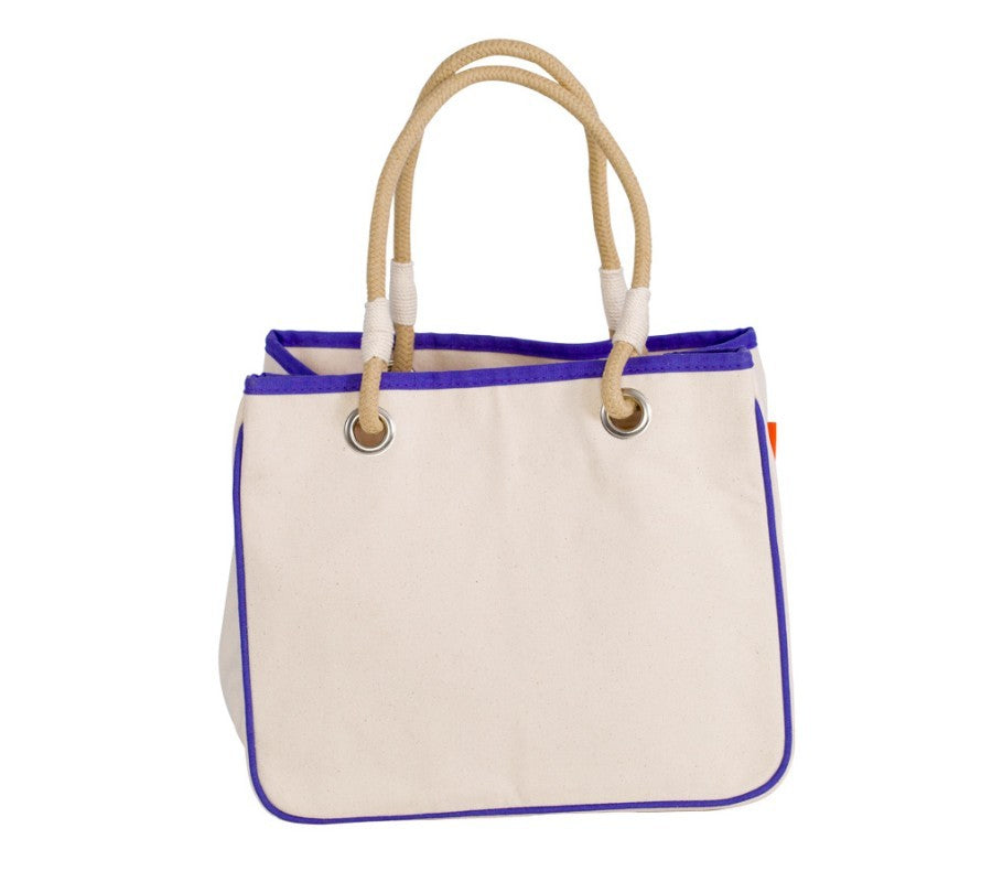 violet accented rope tote
