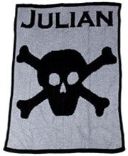 personalized baby blanket with name and skull and crossbone