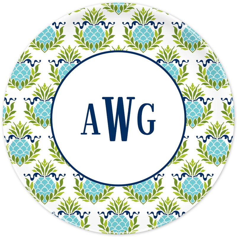 boatman geller pineapple repeat teal plate