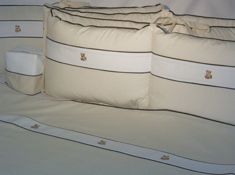 embroidered teddy bear crib linens