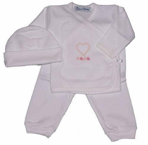 heart layette 3 piece set