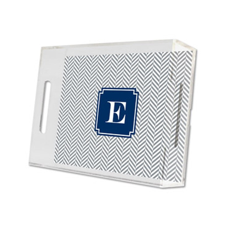herringbone gray lucite tray - small