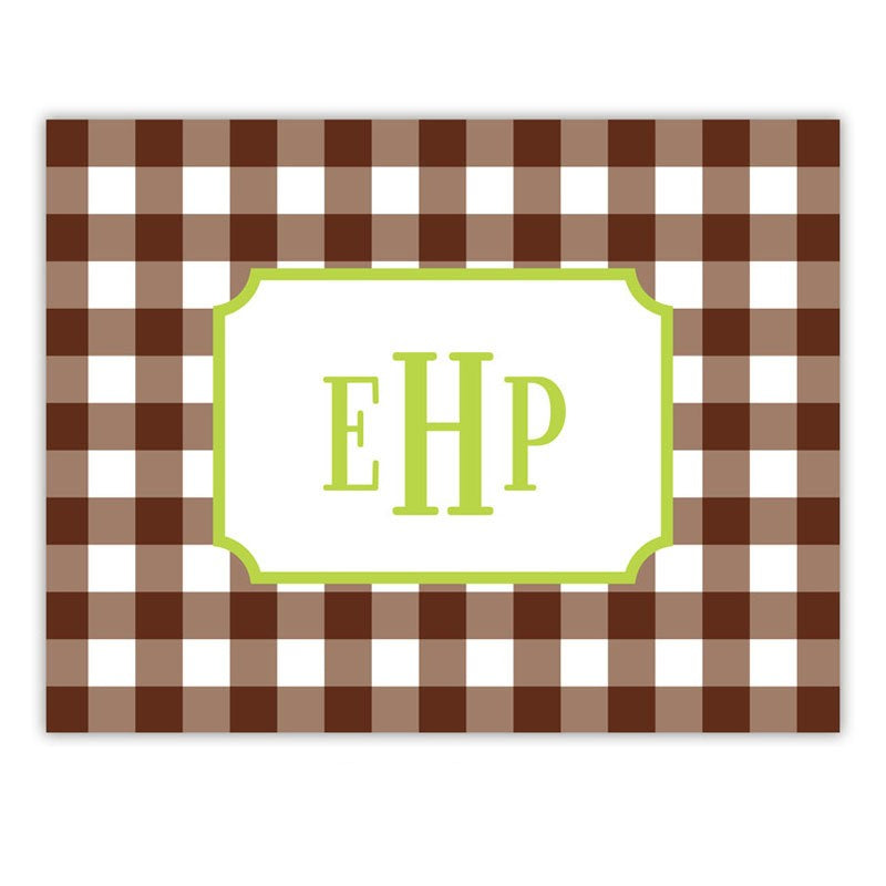 boatman geller classic check chocolate foldover note cards