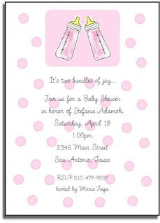 personalized invitations  pink baby bottle