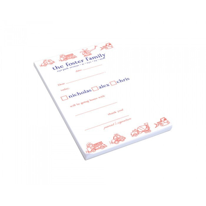 vehicles play date pad