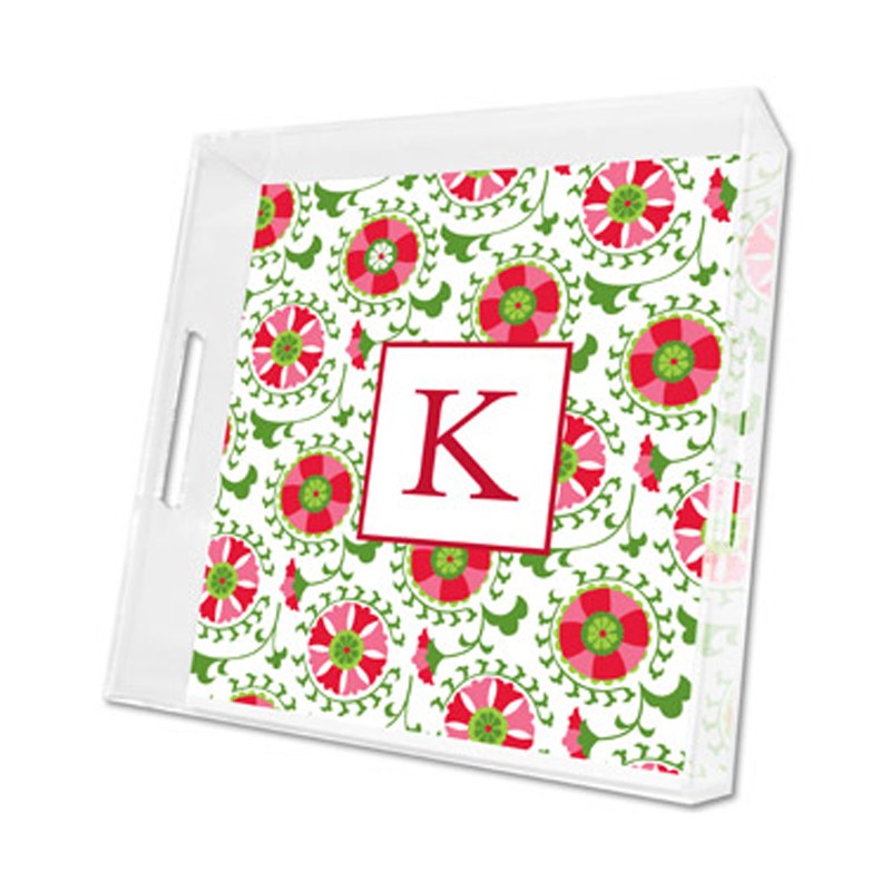 suzani holiday lucite tray - square