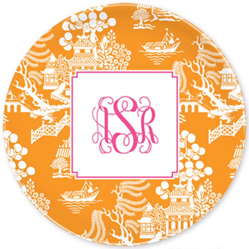 boatman geller chinoiserie tangerine plate