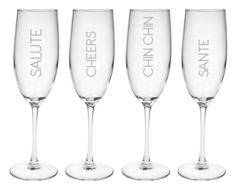 salute! champagne flutes (set of 4 glass)