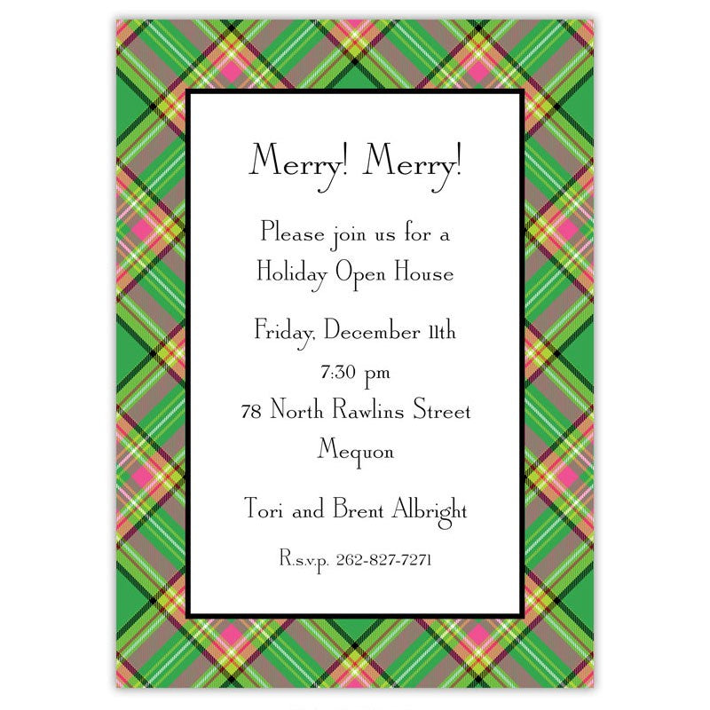 boatman geller preppy plaid flat invitation