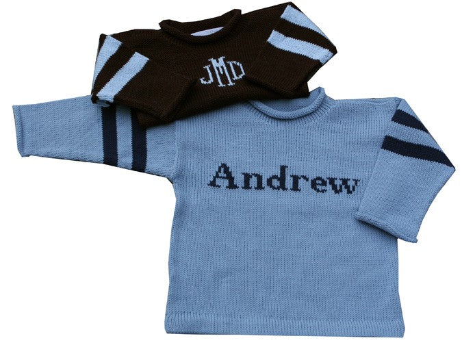 3 striped monogram name sweater