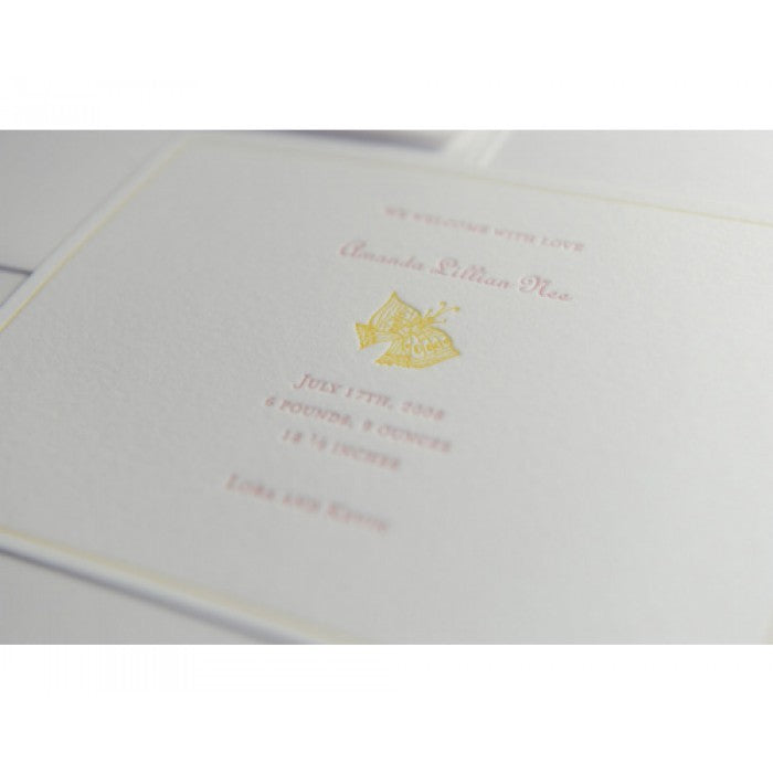 letterpress butterfly baby announcement - amanda