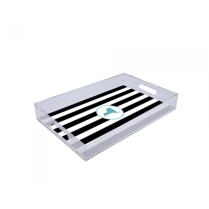 stripes new york lucite tray