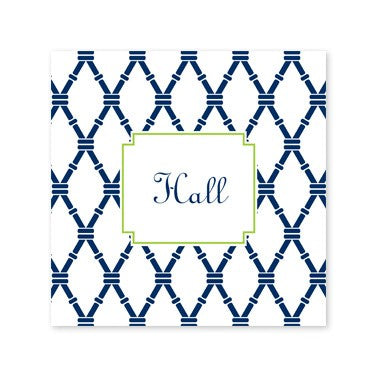 bamboo navy/green square paper coaster  set of 50