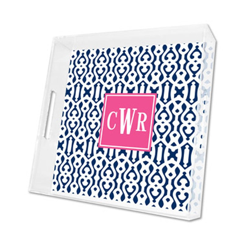 cameron navy lucite tray - square