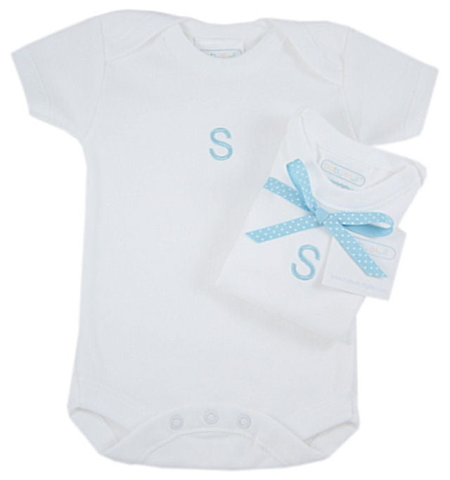 personalized block initial bodysuit